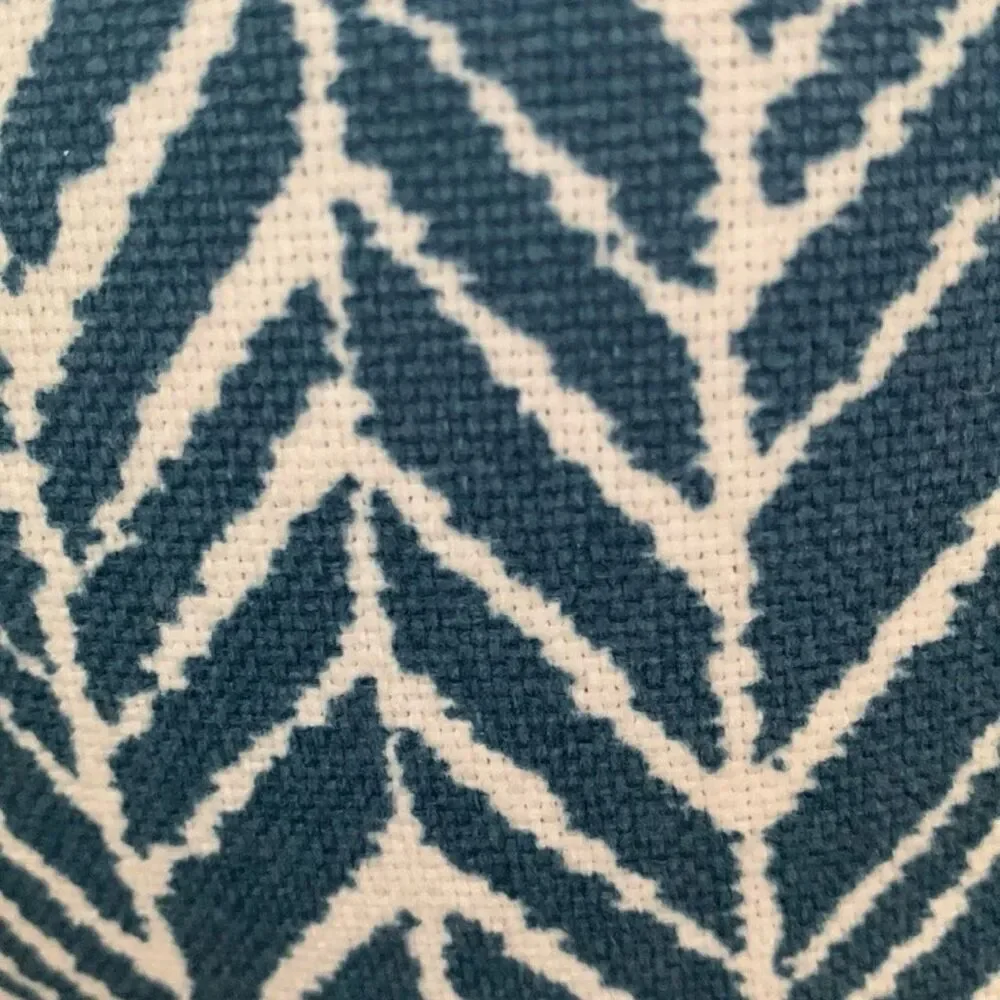 Coastal Outdoor Indoor Herringbone Blue Lumbar Pillow